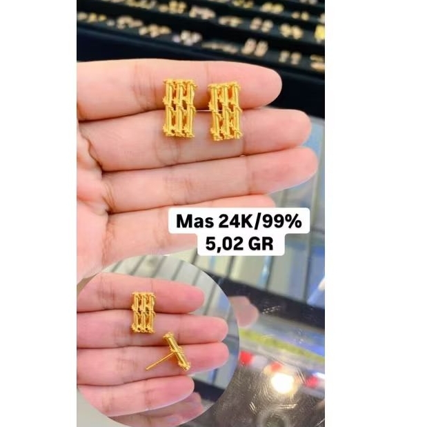 Anting Bambu 5 gram Emas LM/London 24K kadar 99,99%