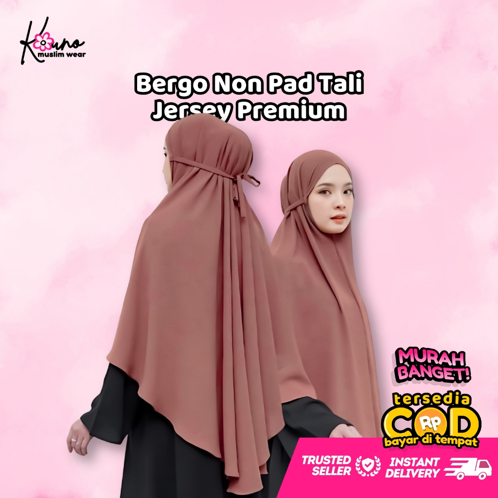 Kouno Bergo Tali Jumbo Tanpa Pad | Hijab Instant Jersey Premium | Khimar / Kerudung / Jilbab Polos P