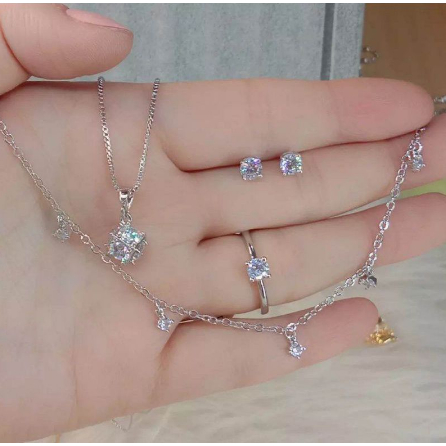 Set Perhiasan Wanita Permata Satu Silver