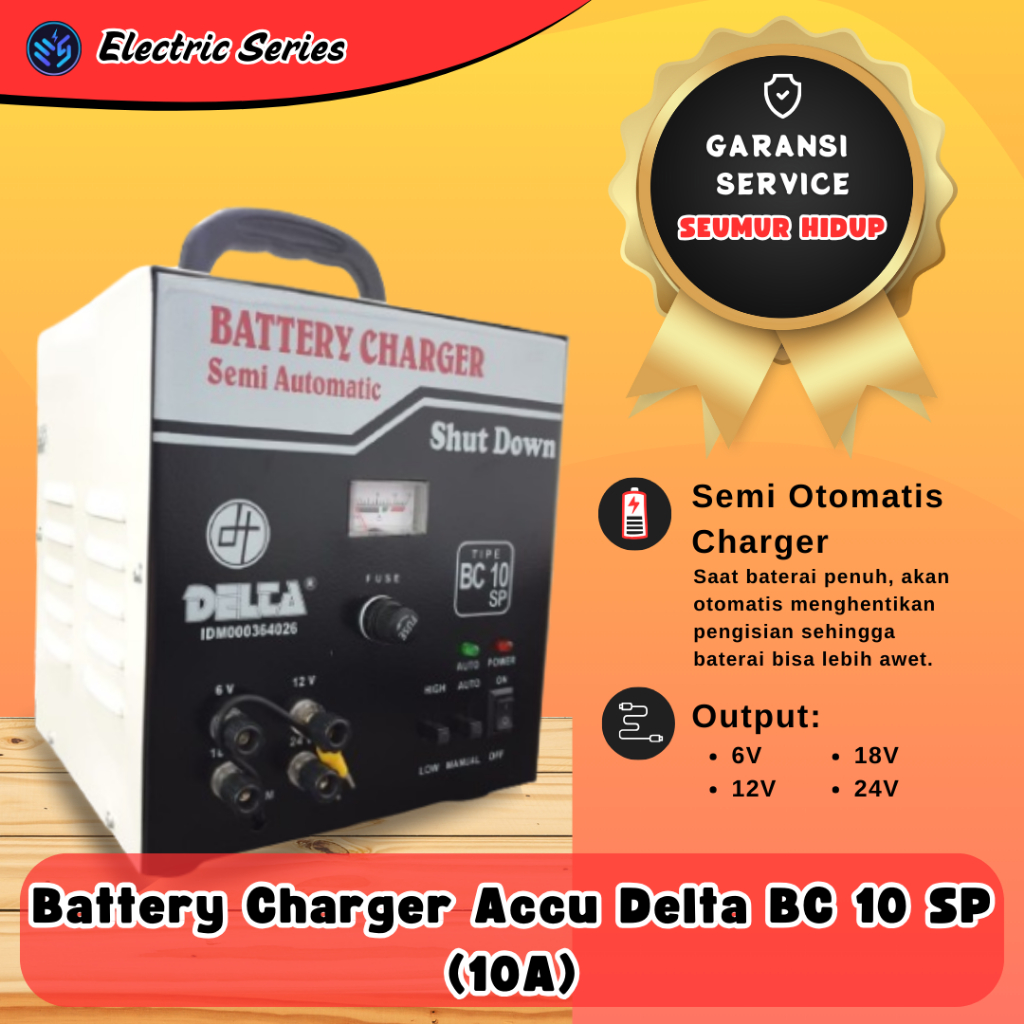 Battery Charger Accu/Cas Aki Delta BC 10 SP - Cas Aki Semi Otomatis