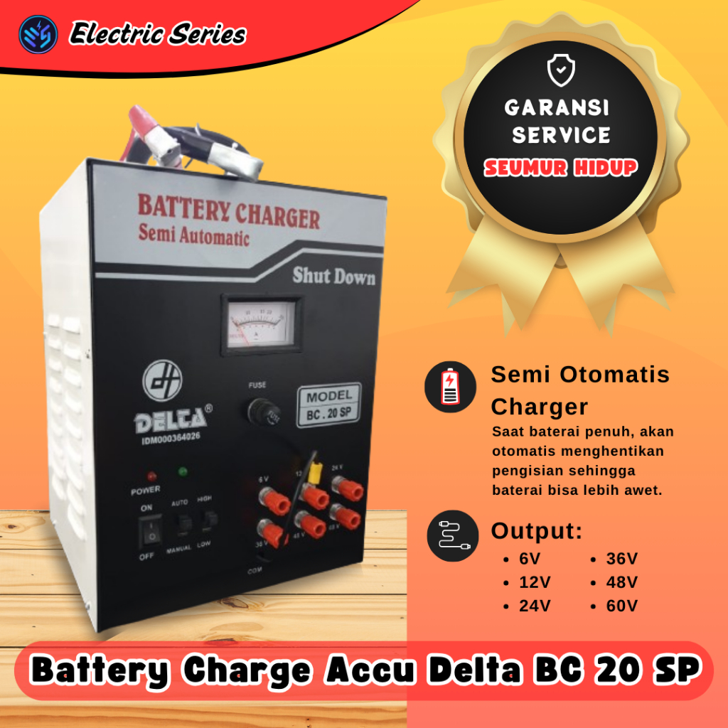 Battery Charger Accu/Cas Aki Delta BC 20 SP - Cas Aki Semi Otomatis