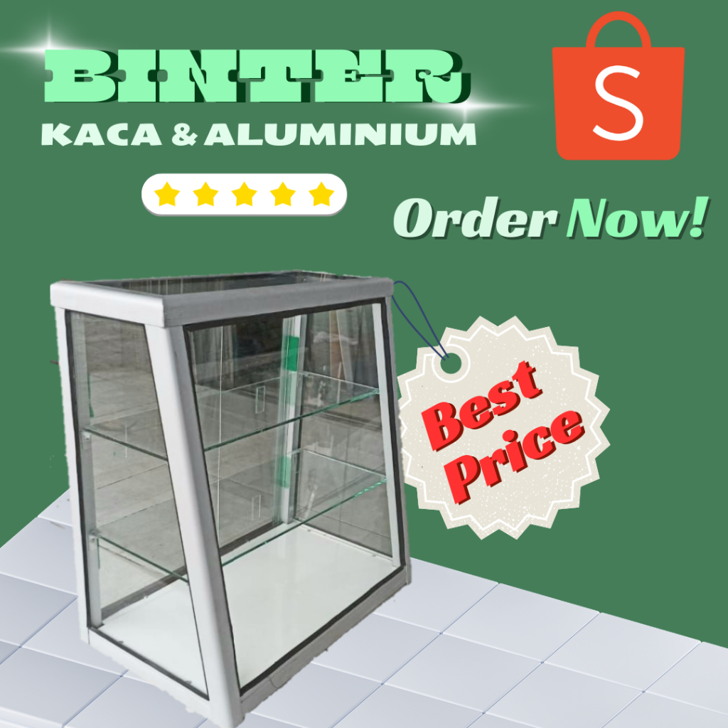 ETALASE KACA miring mini 50×30×50