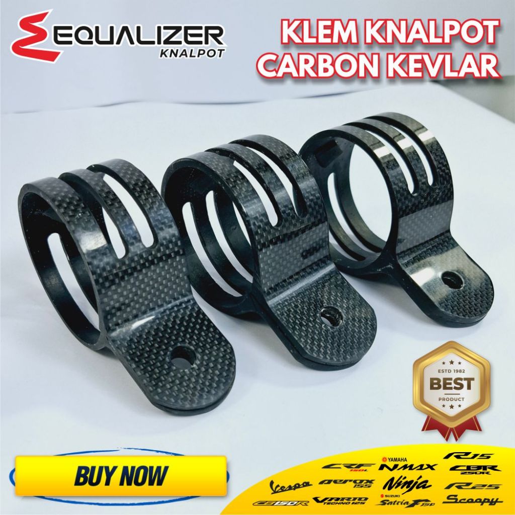 Klem Knalpot Ninja R Ninja RR Gantungan Knalpot Ninja R 2 tak Carbon karbon Kevlar Keflar 2,5 inch