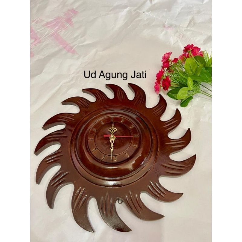 JAM MATAHARI | JAM DINDING | JAM MATAHARI DARI KAYU JATI