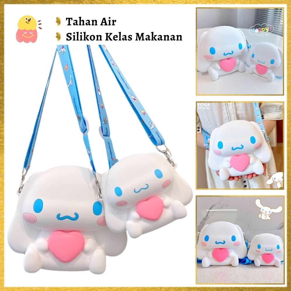 <Ready>Tas lucu Cinnamoroll/dompet koin kartun/tas selempang silikon/tas selempang putri kecil/dompe