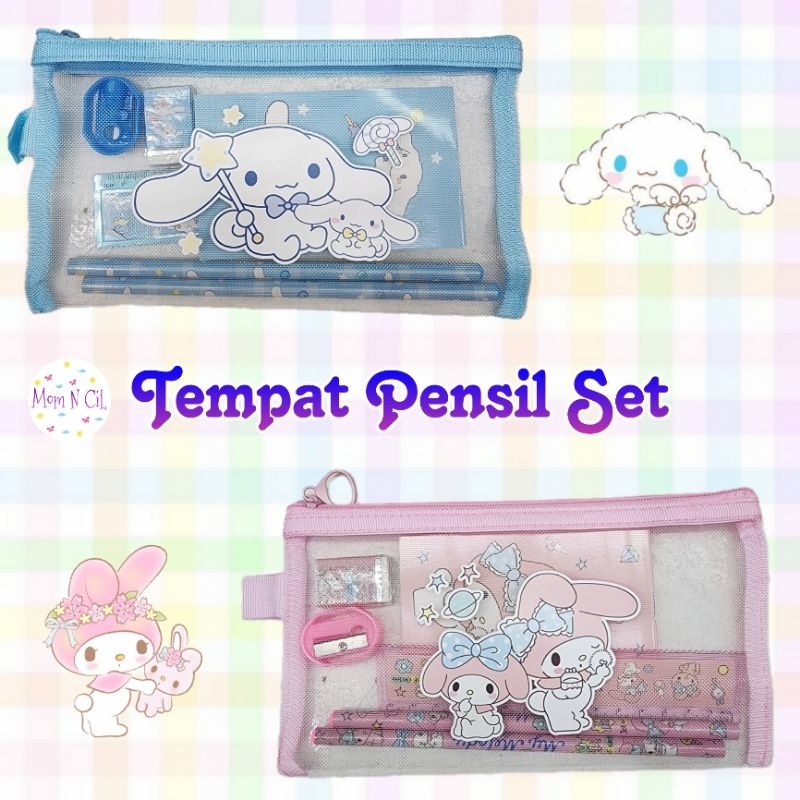 

Kotak Pensil Anak Perempuan Set Cinnamoroll My Melody Tempat Alat Tulis Stationery Tepak Jaring Mesh Korea