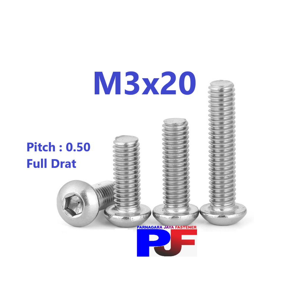 Baut L Button M3x20mm/Baut Button L M3x20mm SUS 304