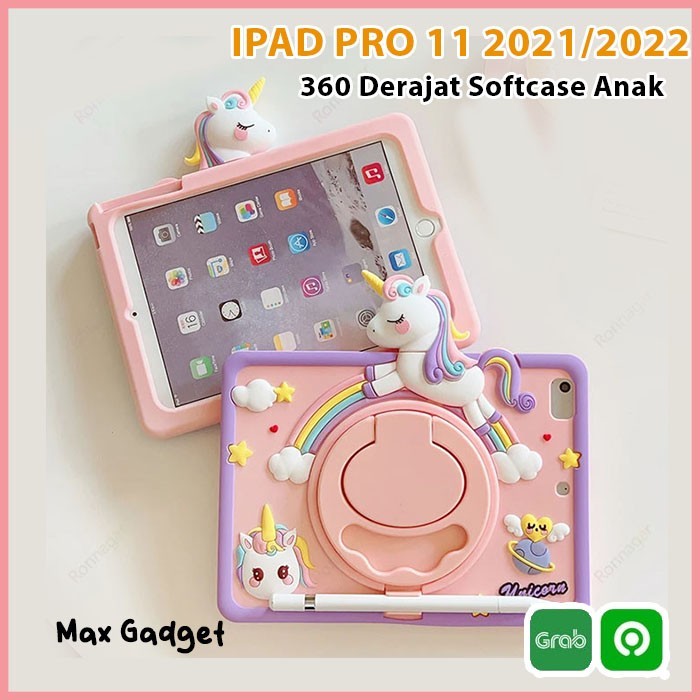 IPAD Pro 11 In 2021 2022 Softcase Silicon Case Casing Anak Lucu Slot Pen Pencil Stylus Imut Cute War