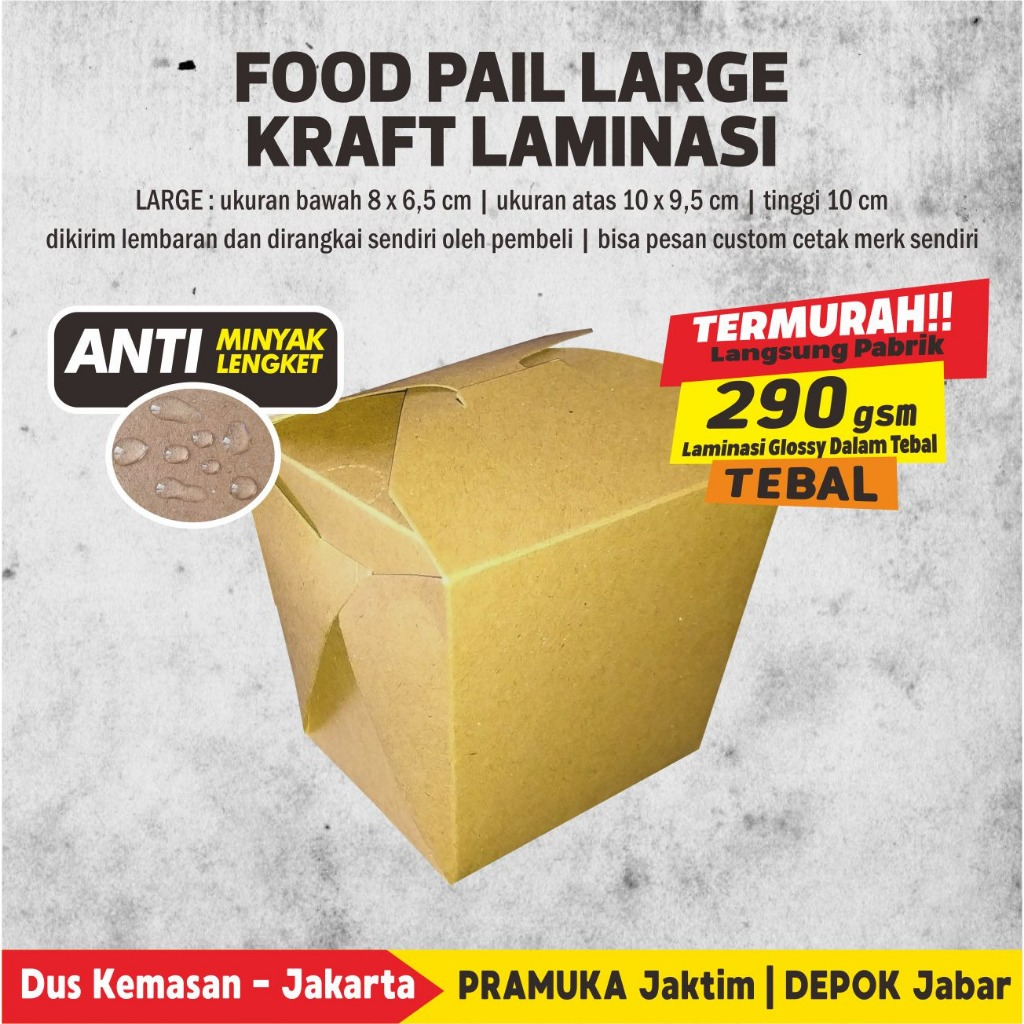 Food Pail L (Large) Polos Kraft Laminasi Foodgrade