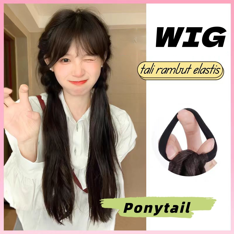 Rambut Palsu Wig Kepang Wig Wanita Ponytail Ekor Kuda Rambut Panjang Kepang Panjang Wig Ekor Kuda un