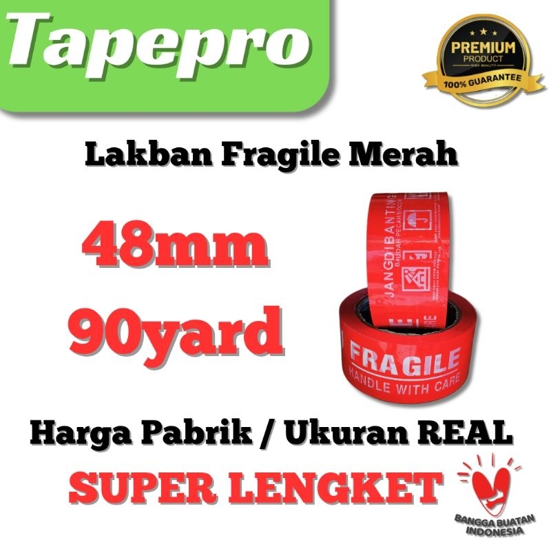 

(Min 3Pcs) Lakban Fragile Merah 100yard Kualitas DAIMARU / NACHI