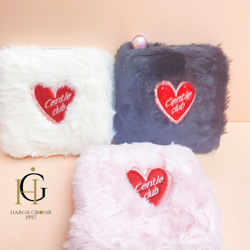 Dompet bulu mutiara centle.id lonely club purse sleting uk 14 x 14 x 3 cm COD fashion Wanita bisa co