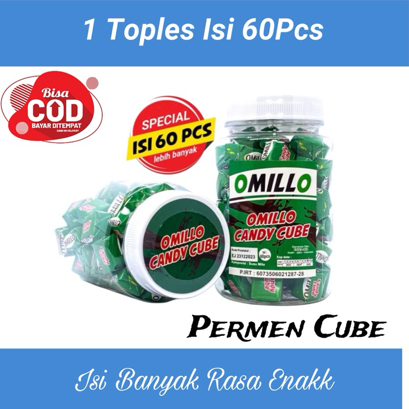 

PERMEN OMILLO CANDY CUBE ISI 60 Pcs Permen / 1 Toples Enak Dan Manisss