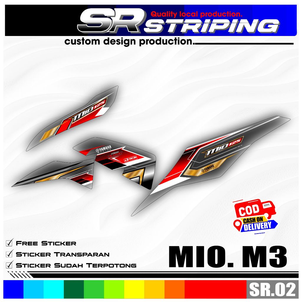 Murah Sticker Striping Transparan Motor Mio M3 Mio 125 - Stiker Variasi Motif Grafis Simpel SR.02