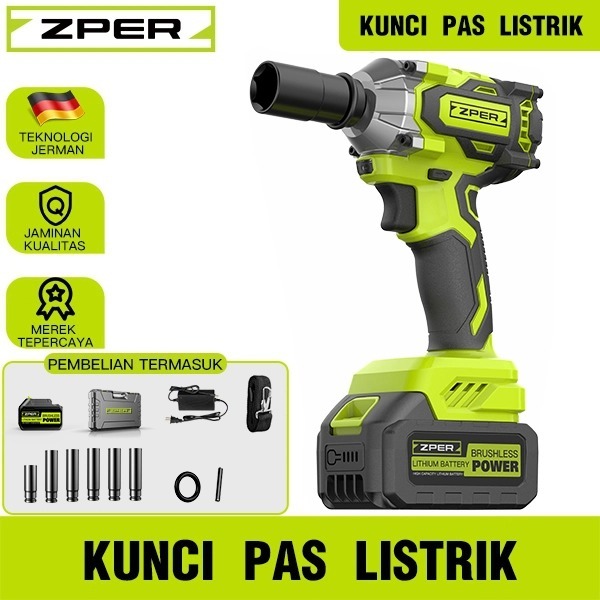 ZPER Cordless Impact Wrench Brushless impact baterai wrench Mobil Mesin Bor Untuk Baut 800N  ZP013
