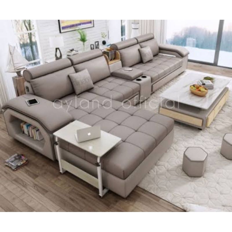 Sofa Ruang Tamu Minimalis Type L Satu Set Meja