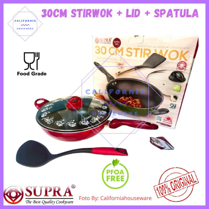 SUPRA Rosemary Stirwok 30cm+LID / Wajan Teflon Supra 30cm+Tutup
