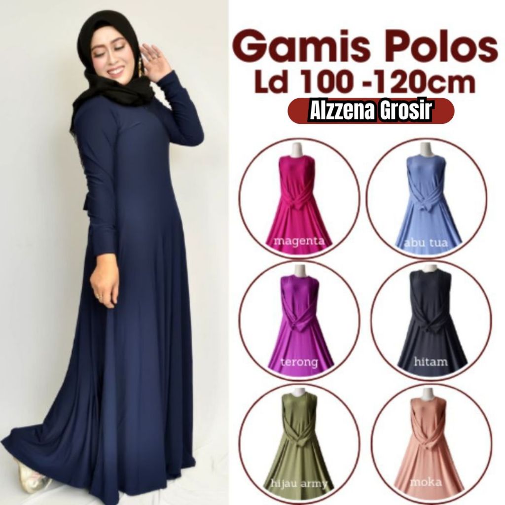 [PROMO] Gamis Jersey Mayung Polos Premium Tebal Warna Hitam Navy Putih Merah