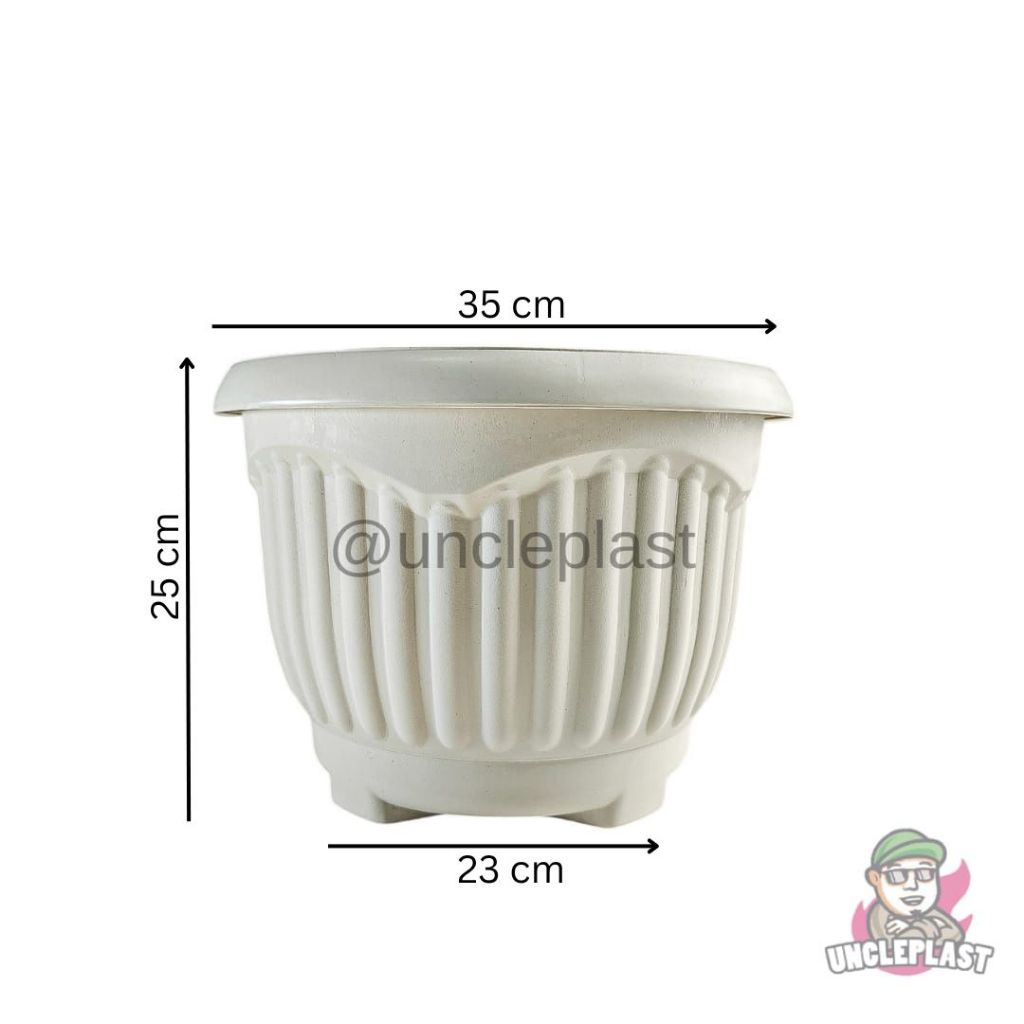 Pot Bunga 35 Noni Pot Bunga Tanaman Plastik Besar Aethetic Kuat Awet Ukuran 35 - Putih