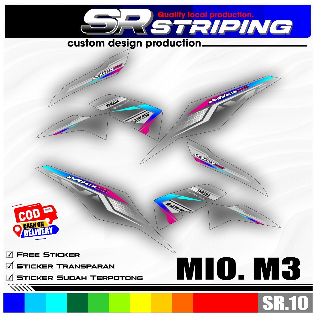 Murah Sticker Striping Transparan Motor Mio M3 Mio 125 - Stiker Variasi Motif Grafis Simpel SR.10