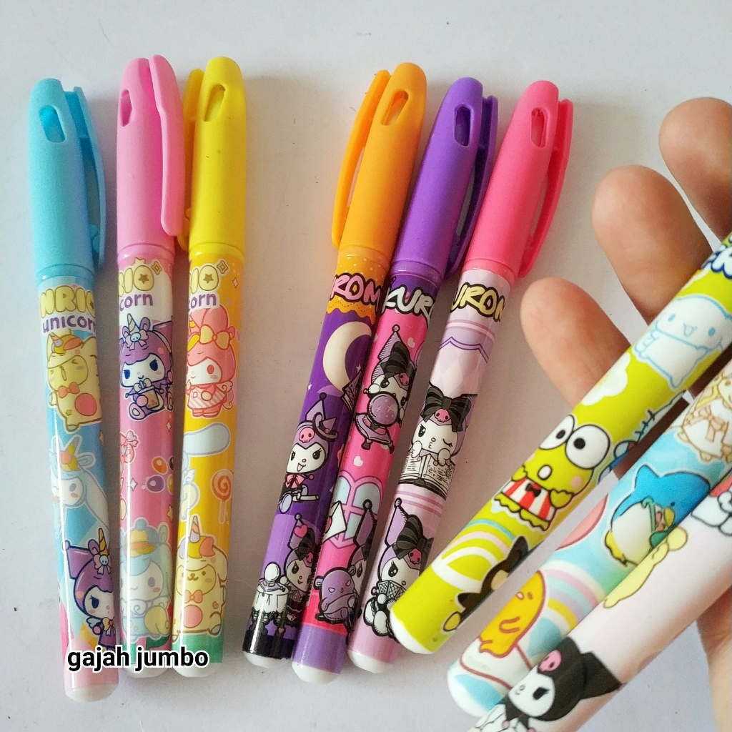 

Ink Gel Pen 0.5 mm Karakter Bolpen Bolpoin Rapi Lancar Anti Meleber ATK