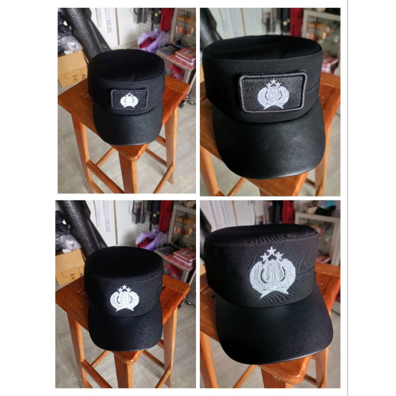 jual TOPI KOMANDO POLRI BINTARA LIDAH KULIT PREMIUM | TERBARU | TOPI BINTARA POLRI