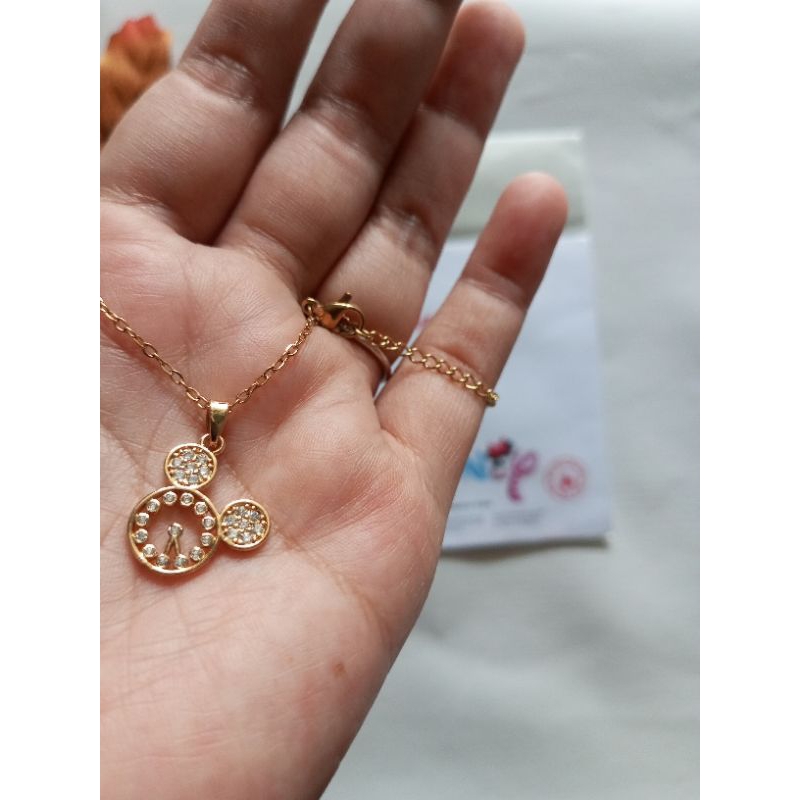 Kalung Disney Mickey Mouse Kepala Miki Anak Full Permata Zirkon