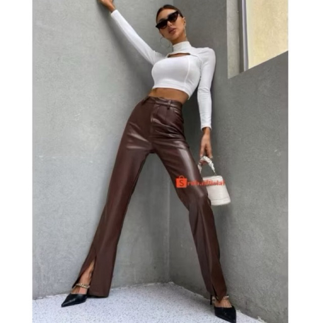 leather cutbray pants LIKE NEW