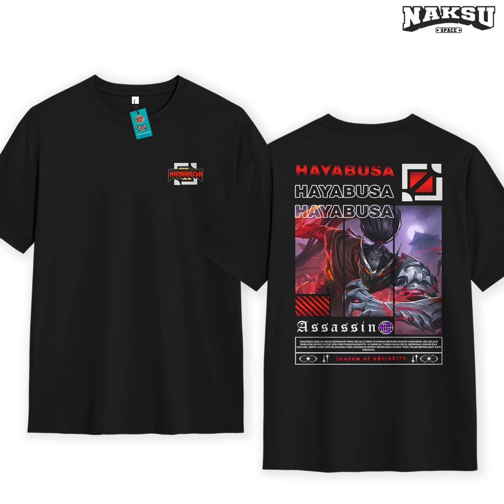 KAOS MOBILE LEGENDS SKIN HAYABUSA SHADOW OF OBSCURITY UNISEX BAJU DISTRO MOBA KATUN COMBED 30S