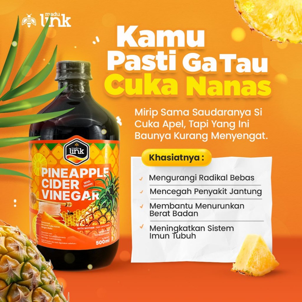 

LINK - Cuka Nanas Organic - Pineapple Cider Vinegar With Mother 500ml