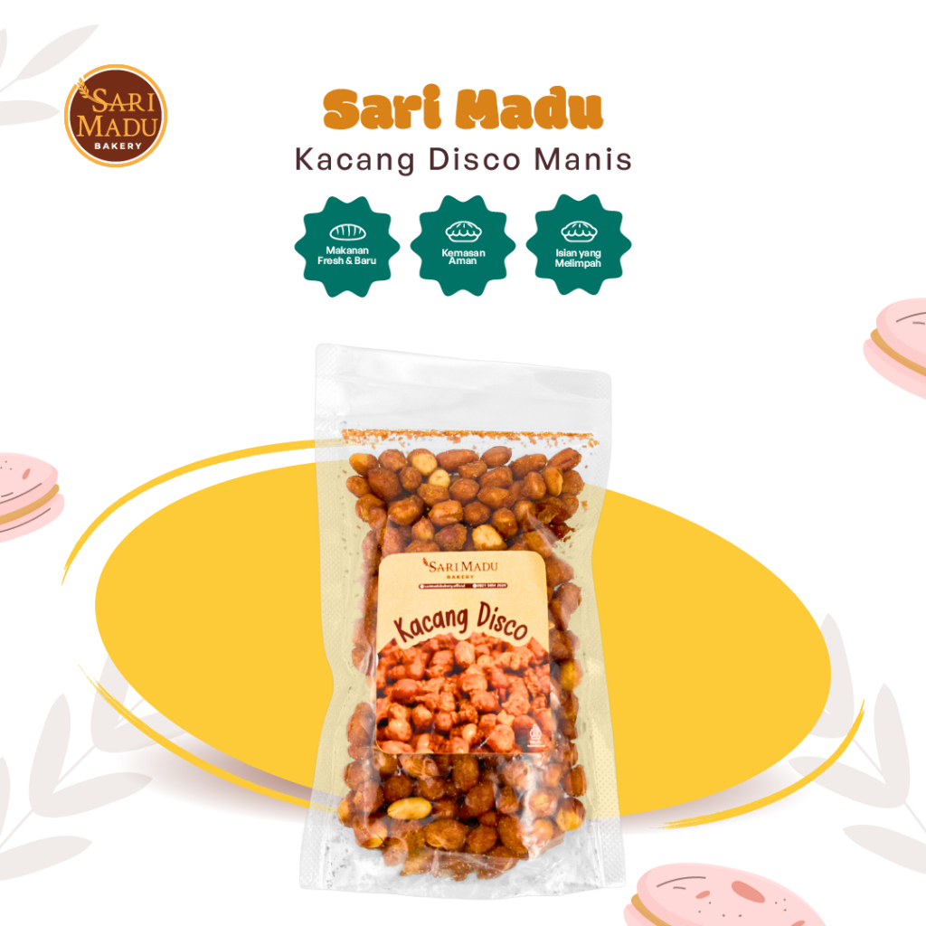 

Kacang Disco Cemilan Gurih Manis Renyah 6 Bulan Penyimpanan 145 Gr By Sari Madu Bakery