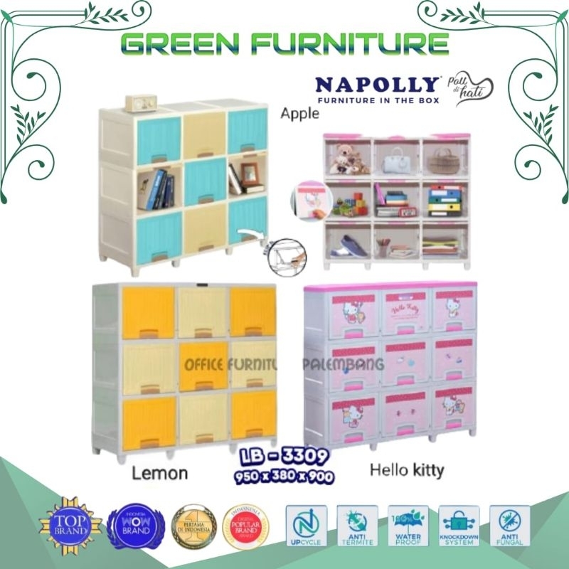 (instan)lemari cabinet napolly locker box LB 3309 serbaguna lemari pakaian
