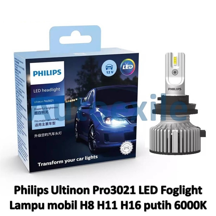 Philips Ultinon Pro3021 LED FOG H8 H11 H16 12V 24V Putih 6000K Lampu Kabut Mobil Calya Mobilio Fortu