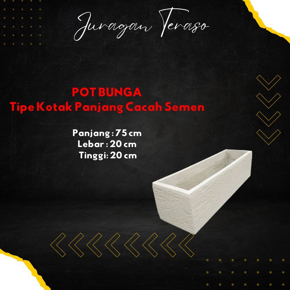 JURAGAN TERASO | POT KOTAK MINIMALIS PANJANG | POT CANTIK UNIK | HIASAN TERAZZO | TIPE SEMEN CACAH