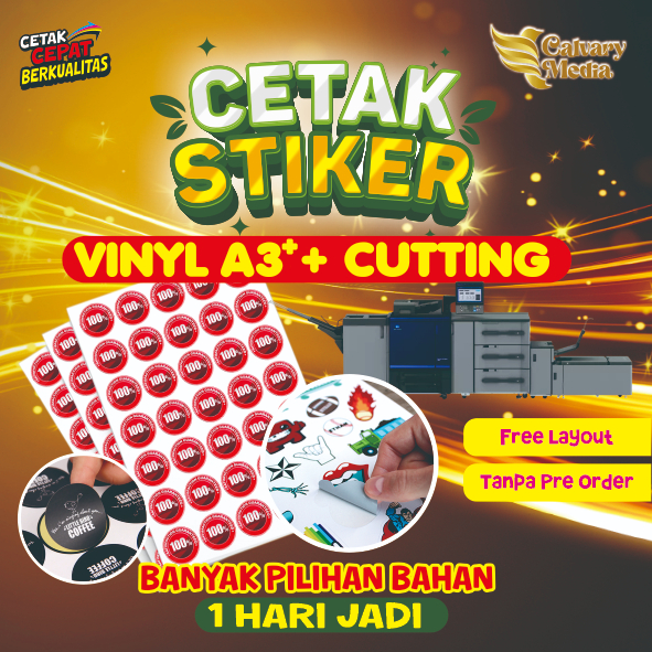 

Print+Kiss Cut Stiker Vinyl A3+_Label Produk_Sudah Potong Setengah Putus_Waterproof_Cetak Tajam