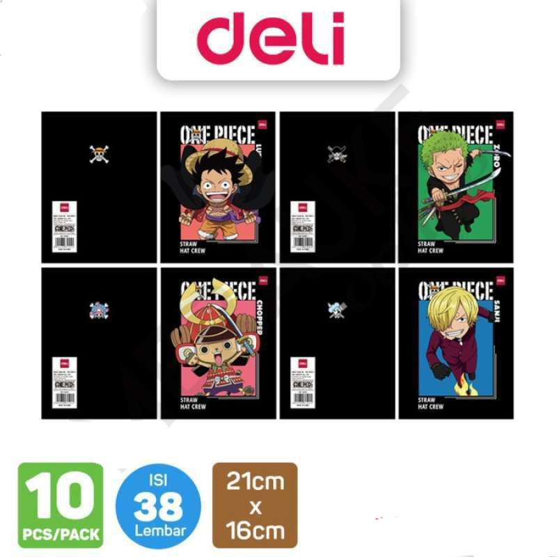

Buku Tulis DELI One Piece 2 ukuran 21 cm x 16 cm ~Harga untuk 1 buku isi 38 lembar
