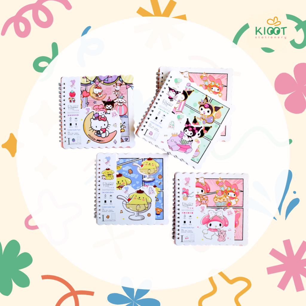 

Kioot - Buku Tulis Spiral Notebook Notepad Ring Catatan Motif Karakter Sanrio XQ-6002