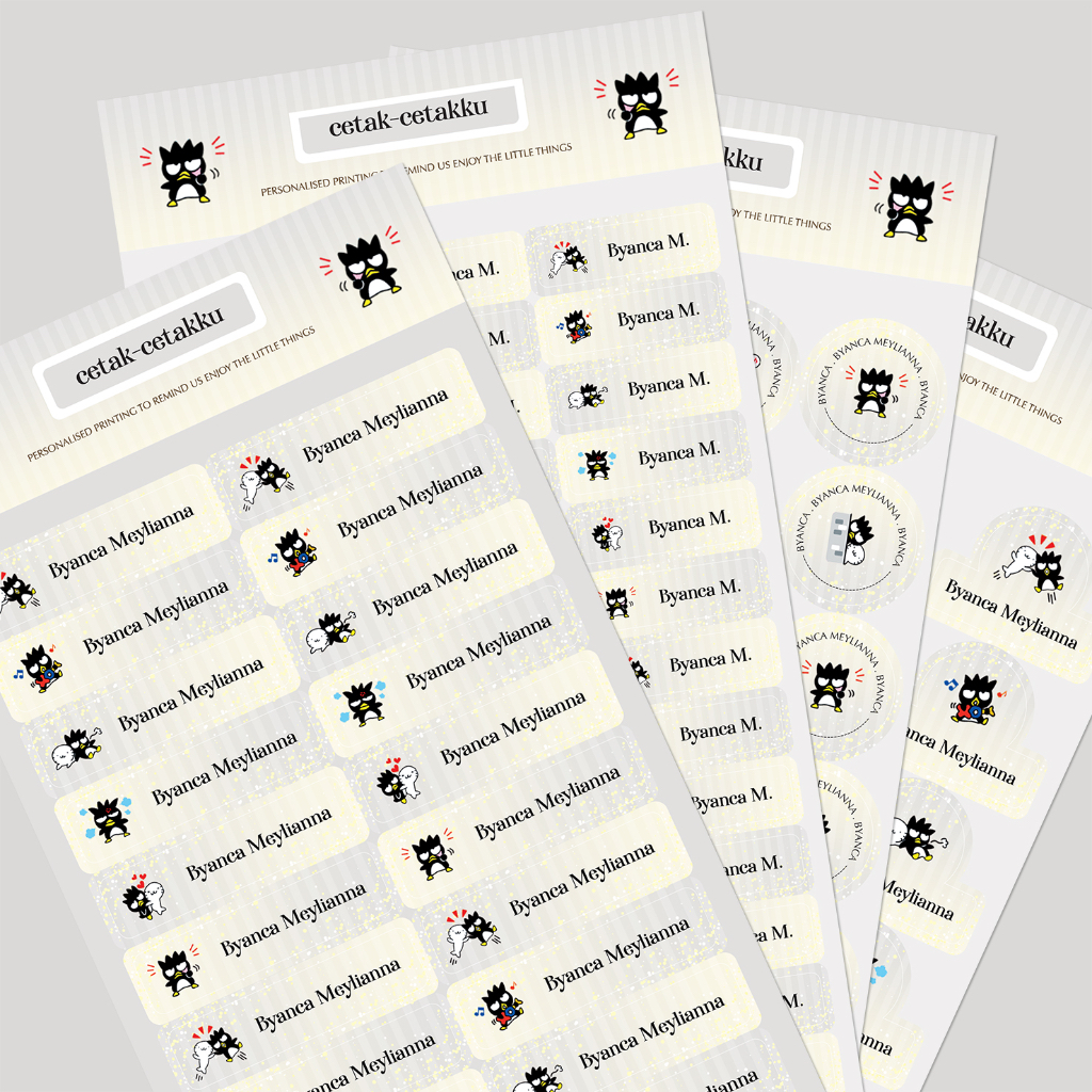 

BADTZ-MARU / COMBO PACK - 103 pcs / LABEL & STIKER NAMA WATERPROOF