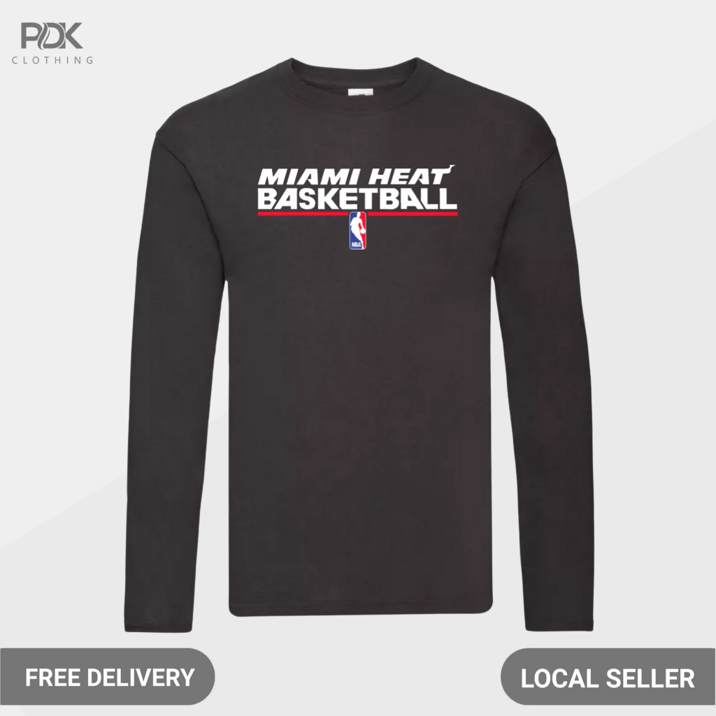 Kaos Pria Baju Lengan Panjang Basketball NBA Miami Heat