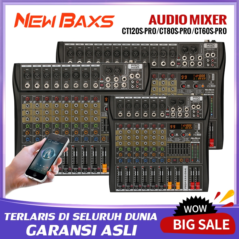 NEW BAXS Mixer Audio Profesional CT60S-PRO/CT80S-PRO/CT120S-PRO 6/8/12saluran DSP99 bawaan equalizer