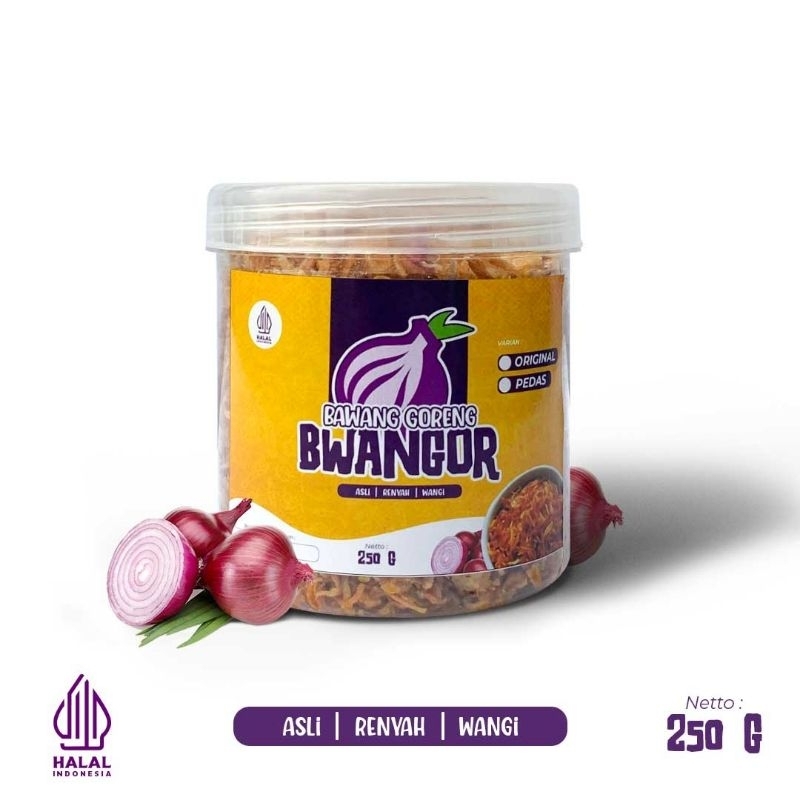 

Bawang Goreng BWANGOR 100% Asli Premium 250g dan 350g. Untuk Camilan dan Makanan pendamping Nasi