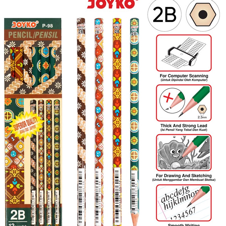 

PROMO BRAND Pensil Batik P98 2B 1 BOX 12 PCS