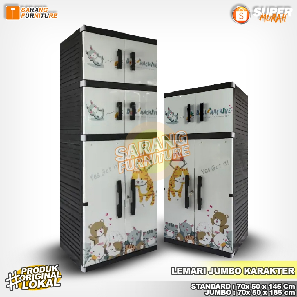 Jumbo Miami Orlando Gantung Lemari Plastik Susun Motif Karakter Lemari Plastik Kunci JUMBO MR PLAST