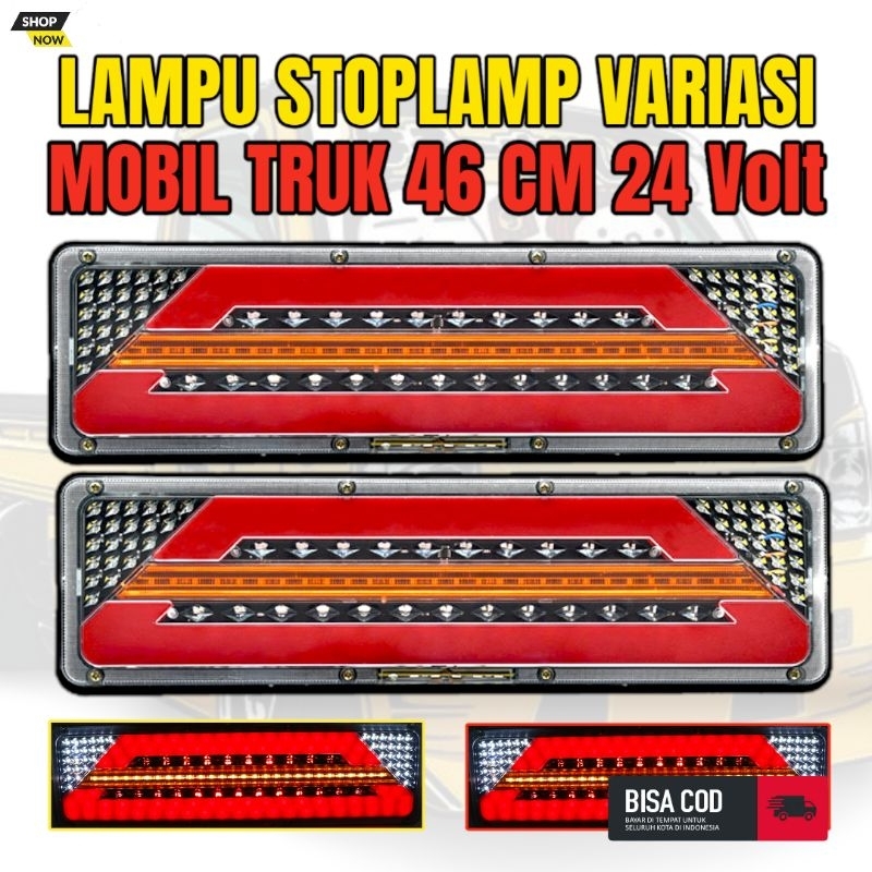 Sepasang Lampu Stoplamp Stop Lamp Variasi Rem Belakang Mobil Truk Truck 46 Cm 24 Volt