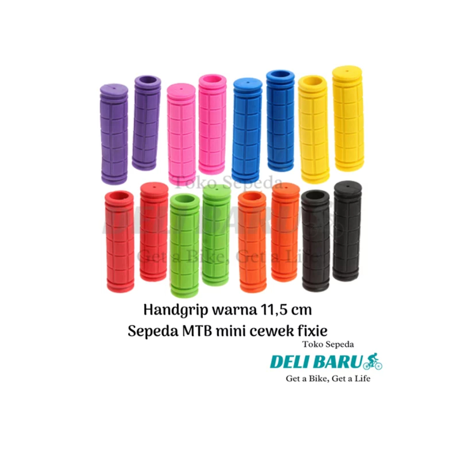 Delibaru Handgrip panjang 11,5 cm hamfat warna pink ungu grip sepeda mini cewek