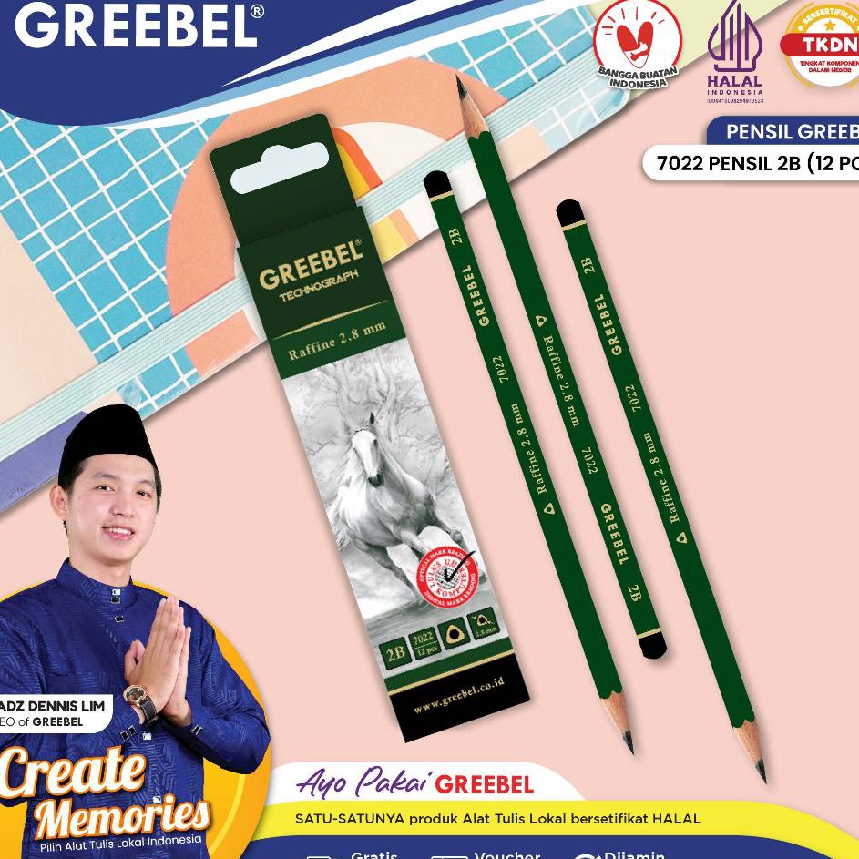 

TERBAIK GREEBEL Pensil Kayu 2B 722 Pensil Tulis Grafit Graphite Pensil Ujian Sekolah Pensil Gambar
