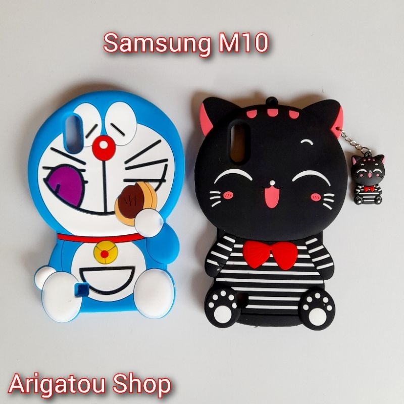 Samsung M10 Case Softcase Boneka Karakter Doraemon Kucing Hitam