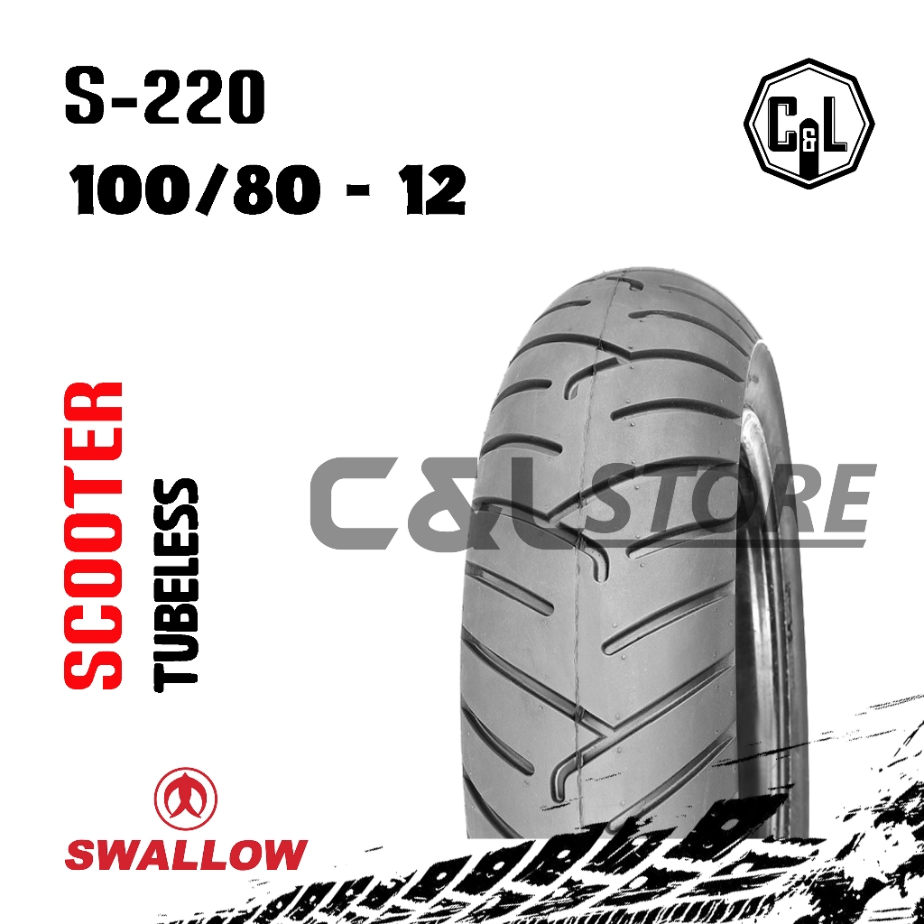 BAN LUAR MOTOR SWALLOW 100/80-12 RING 12 S-220 TUBELESS