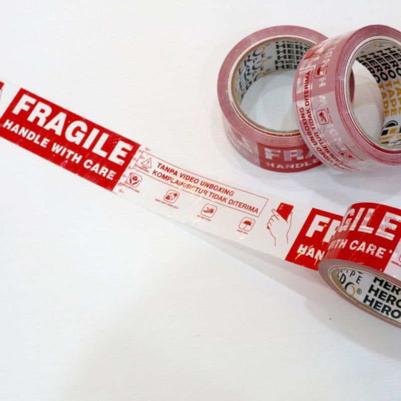 

Lakban FRAGILE UNBOXING (HERO TAPE 45 mm x 50 Yard )