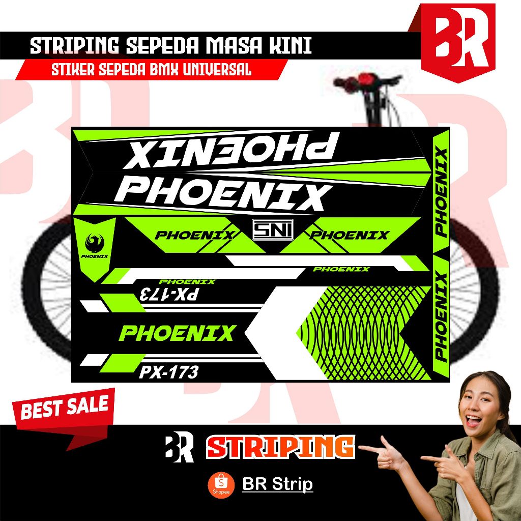 NEW stiker striping sepeda BMX 18 20 phoenix decal glossy lentur anti air